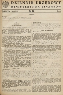 Dziennik Urzędowy Ministerstwa Finansów. 1951, nr 14