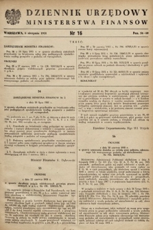 Dziennik Urzędowy Ministerstwa Finansów. 1951, nr 16
