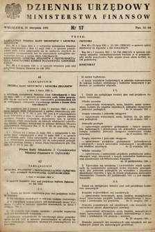 Dziennik Urzędowy Ministerstwa Finansów. 1951, nr 17