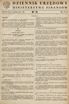 Dziennik Urzędowy Ministerstwa Finansów. 1951, nr 19