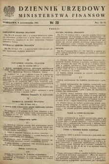 Dziennik Urzędowy Ministerstwa Finansów. 1951, nr 20