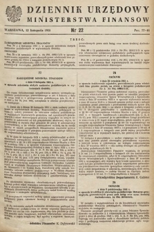 Dziennik Urzędowy Ministerstwa Finansów. 1951, nr 22