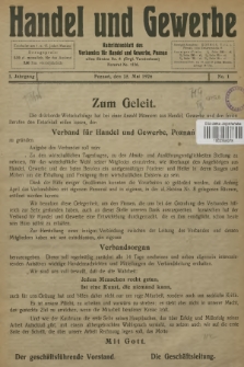 Handel und Gewerbe : Nachrichtenblatt des Verbandes für Handel und Gewerbe. Jg.1, 1926, No. 1