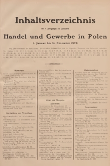 Handel und Gewerbe : Nachrichtenblatt des Verbandes für Handel und Gewerbe. Jg.4, 1929, Inhaltsverzeichnis des 4. Jahrganges der Zeitschrift