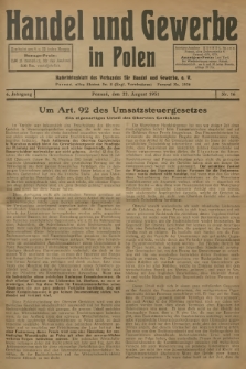 Handel und Gewerbe : Nachrichtenblatt des Verbandes für Handel und Gewerbe. Jg.6, 1931, nr 16
