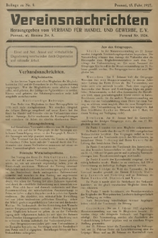 Vereinsnachrichten : herausgegeben vom Verband für Handel und Gewerbe. 1927, Beilage zu nr 4