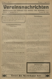 Vereinsnachrichten : herausgegeben vom Verband für Handel und Gewerbe. 1927, Beilage zu nr 7