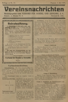 Vereinsnachrichten : herausgegeben vom Verband für Handel und Gewerbe. 1927, Beilage zu nr 13