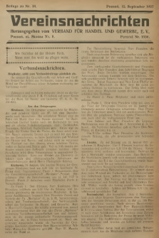 Vereinsnachrichten : herausgegeben vom Verband für Handel und Gewerbe. 1927, Beilage zu nr 18