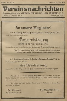 Vereinsnachrichten : herausgegeben vom Verband für Handel und Gewerbe. 1928, Beilage zu nr 10