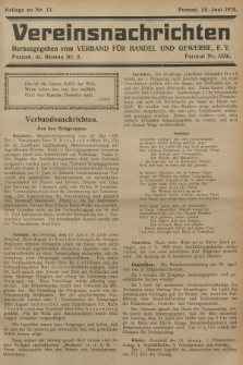 Vereinsnachrichten : herausgegeben vom Verband für Handel und Gewerbe. 1928, Beilage zu nr 12