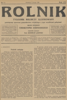 Rolnik : tygodnik rolniczy ilustrowany poświęcony sprawom gospodarstwa wiejskiego z jego wszelkimi gałęziami : organ urzędowy Tow. Gospodarskiego Wsch. Małopolski we Lwowie. R.56, 1924, nr 5