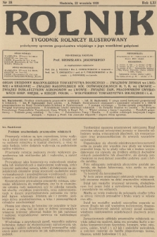 Rolnik : tygodnik rolniczy ilustrowany poświęcony sprawom gospodarstwa wiejskiego z jego wszelkimi gałęziami. R.61, 1929, nr 38