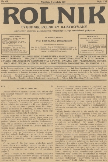 Rolnik : tygodnik rolniczy ilustrowany poświęcony sprawom gospodarstwa wiejskiego z jego wszelkimi gałęziami. R.61, 1929, nr 49