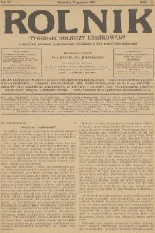 Rolnik : tygodnik rolniczy ilustrowany poświęcony sprawom gospodarstwa wiejskiego z jego wszelkimi gałęziami. R.61, 1929, nr 52