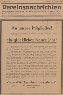 Vereinsnachrichten : herausgegeben vom Verband für Handel und Gewerbe. 1929, Beilage zu nr 1