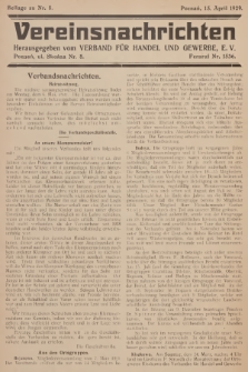 Vereinsnachrichten : herausgegeben vom Verband für Handel und Gewerbe. 1929, Beilage zu nr 8