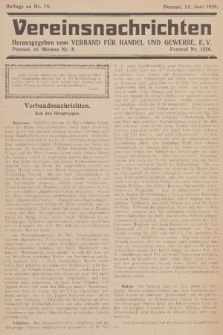 Vereinsnachrichten : herausgegeben vom Verband für Handel und Gewerbe. 1929, Beilage zu nr 12
