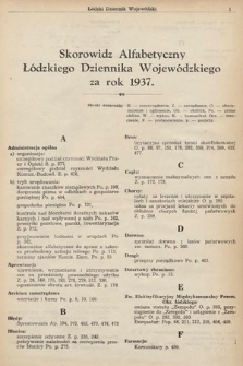 Łódzki Dziennik Wojewódzki. 1937, skorowidz alfabetyczny