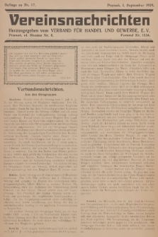 Vereinsnachrichten : herausgegeben vom Verband für Handel und Gewerbe. 1929, Beilage zu nr 17
