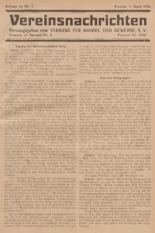 Vereinsnachrichten : herausgegeben vom Verband für Handel und Gewerbe. 1930, Beilage zu nr 7