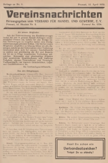 Vereinsnachrichten : herausgegeben vom Verband für Handel und Gewerbe. 1930, Beilage zu nr 8