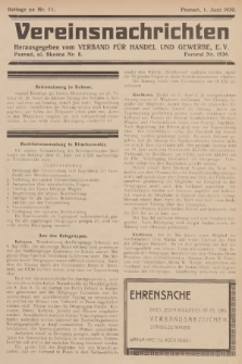 Vereinsnachrichten : herausgegeben vom Verband für Handel und Gewerbe. 1930, Beilage zu nr 11