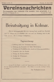 Vereinsnachrichten : herausgegeben vom Verband für Handel und Gewerbe. 1930, Beilage zu nr 12