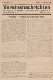 Vereinsnachrichten : herausgegeben vom Verband für Handel und Gewerbe. 1930, Beilage zu nr 17