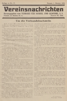 Vereinsnachrichten : herausgegeben vom Verband für Handel und Gewerbe. 1930, Beilage zu nr 19