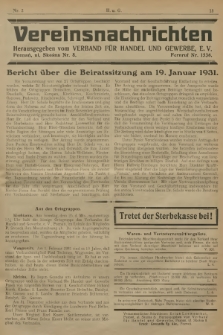 Vereinsnachrichten : herausgegeben vom Verband für Handel und Gewerbe. 1931, Beilage zu nr 2