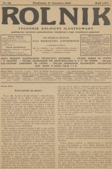 Rolnik : tygodnik rolniczy ilustrowany poświęcony sprawom gospodarstwa wiejskiego z jego wszelkimi gałęziami. R.65, 1933, nr 34