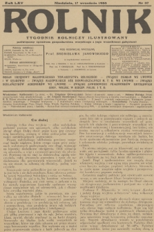 Rolnik : tygodnik rolniczy ilustrowany poświęcony sprawom gospodarstwa wiejskiego z jego wszelkimi gałęziami. R.65, 1933, nr 37
