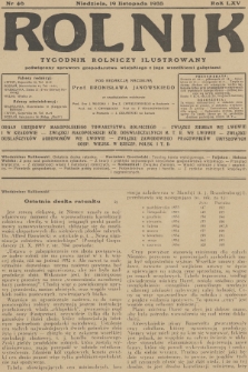 Rolnik : tygodnik rolniczy ilustrowany poświęcony sprawom gospodarstwa wiejskiego z jego wszelkimi gałęziami. R.65, 1933, nr 46