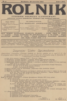 Rolnik : tygodnik rolniczy ilustrowany poświęcony sprawom gospodarstwa wiejskiego z jego wszelkimi gałęziami. R.66, 1934, nr 4