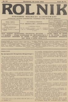 Rolnik : tygodnik rolniczy ilustrowany poświęcony sprawom gospodarstwa wiejskiego z jego wszelkimi gałęziami. R.66, 1934, nr 20