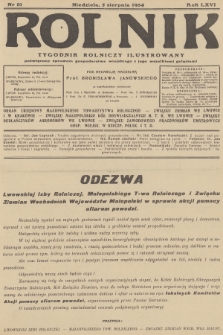 Rolnik : tygodnik rolniczy ilustrowany poświęcony sprawom gospodarstwa wiejskiego z jego wszelkimi gałęziami. R.66, 1934, nr 31