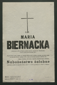 Ś. p. Maria Biernacka [...], zasnęła w Panu dnia 26 kwietnia 1975 r. [...]