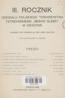 III. Rocznik Oddziału Polskiego Towarzystwa Tatrzańskiego „Beskid Śląski” w Cieszynie
