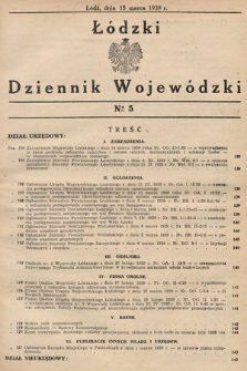 Łódzki Dziennik Wojewódzki. 1939, nr 5