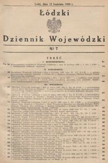 Łódzki Dziennik Wojewódzki. 1939, nr 7