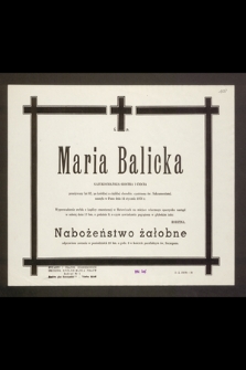 Ś.p. Maria Balicka [...] zasnęła w Panu dnia 14 stycznia 1976 r. [...]