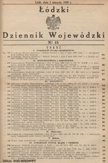 Łódzki Dziennik Wojewódzki. 1939, nr 15