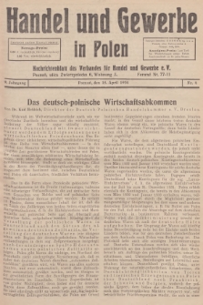 Handel und Gewerbe in Polen : Nachrichtenblatt des Verbandes für Handel und Gewerbe. Jg.9, 1934, nr 4