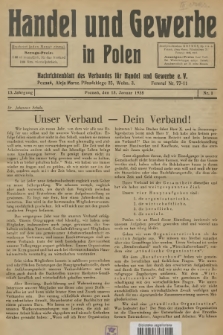 Handel und Gewerbe in Polen : Nachrichtenblatt des Verbandes für Handel und Gewerbe. Jg.13, 1938, nr 1