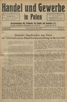 Handel und Gewerbe in Polen : Nachrichtenblatt des Verbandes für Handel und Gewerbe. Jg.13, 1938, nr 7