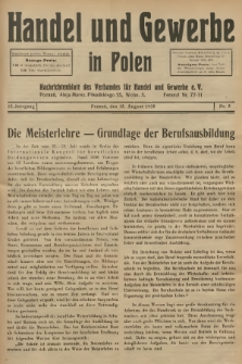 Handel und Gewerbe in Polen : Nachrichtenblatt des Verbandes für Handel und Gewerbe. Jg.13, 1938, nr 8