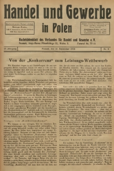 Handel und Gewerbe in Polen : Nachrichtenblatt des Verbandes für Handel und Gewerbe. Jg.13, 1938, nr 9 + wkładka