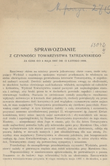 Sprawozdanie z Czynności Towarzystwa Tatrzańskiego : za czas od 4 maja 1907 do 12 lutego 1908