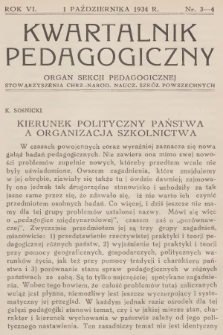 Kwartalnik Pedagogiczny : organ Sekcji Pedagogicznej Stowarzyszenia Chrz.-Narod. Naucz. Szkół Powszechnych. R.6, 1934, nr 3-4